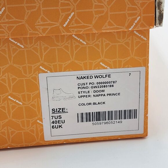 Naked Wolfe RARE Doom Nappa Prince Platform Ankle Boots Black Size 7M 9W BNIB - Picture 12 of 13